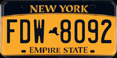 NY license plate FDW8092