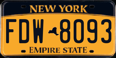 NY license plate FDW8093