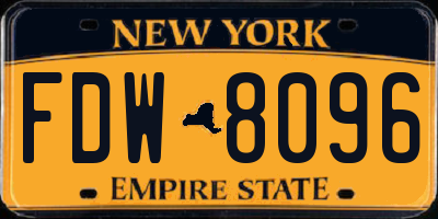 NY license plate FDW8096