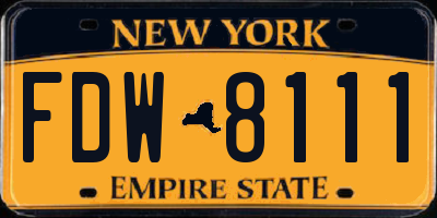 NY license plate FDW8111
