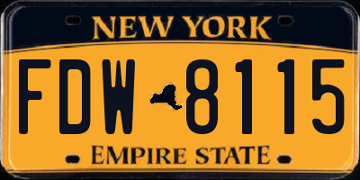 NY license plate FDW8115