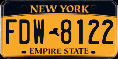 NY license plate FDW8122