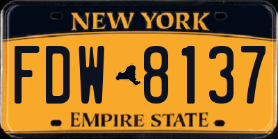 NY license plate FDW8137