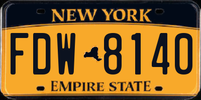 NY license plate FDW8140