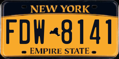 NY license plate FDW8141