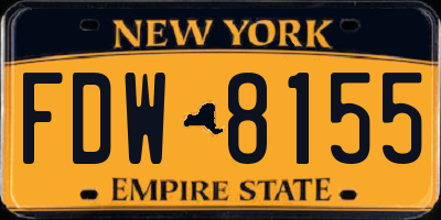 NY license plate FDW8155