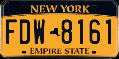 NY license plate FDW8161