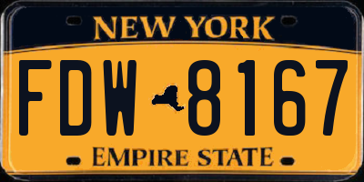 NY license plate FDW8167