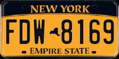 NY license plate FDW8169