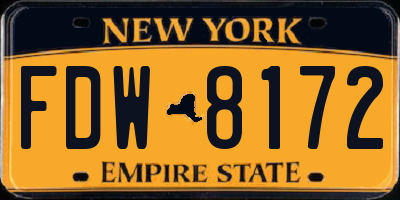 NY license plate FDW8172
