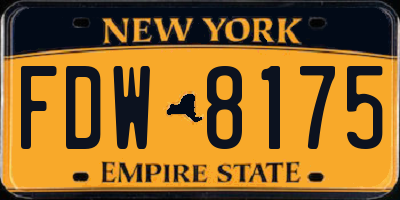 NY license plate FDW8175