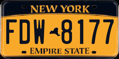 NY license plate FDW8177