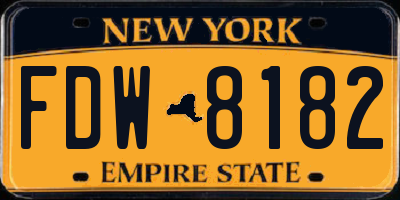 NY license plate FDW8182