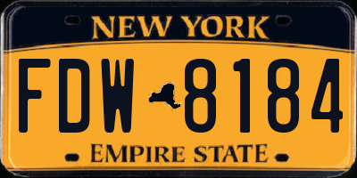 NY license plate FDW8184