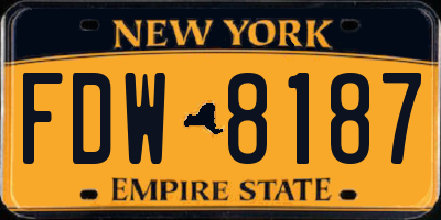 NY license plate FDW8187