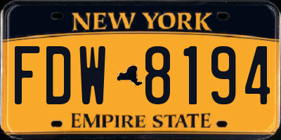 NY license plate FDW8194
