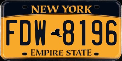 NY license plate FDW8196