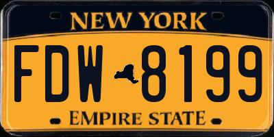 NY license plate FDW8199