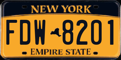 NY license plate FDW8201