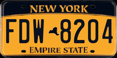 NY license plate FDW8204