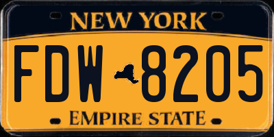 NY license plate FDW8205