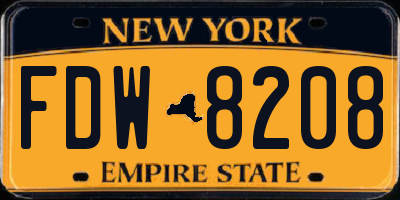 NY license plate FDW8208