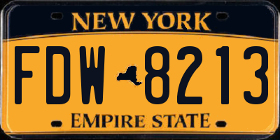 NY license plate FDW8213