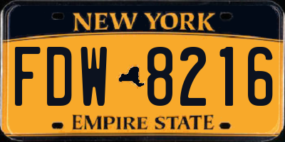 NY license plate FDW8216