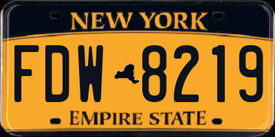 NY license plate FDW8219