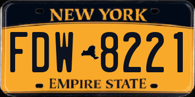 NY license plate FDW8221