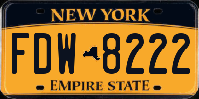 NY license plate FDW8222