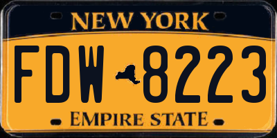 NY license plate FDW8223