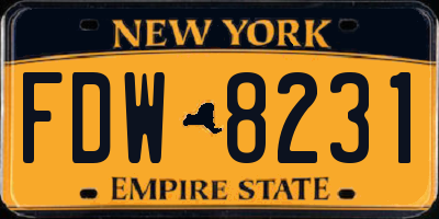 NY license plate FDW8231