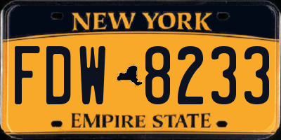 NY license plate FDW8233