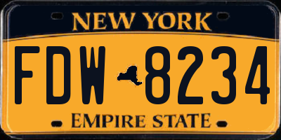 NY license plate FDW8234