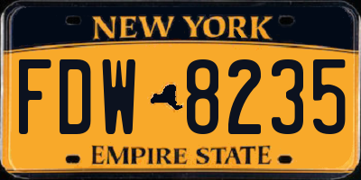 NY license plate FDW8235