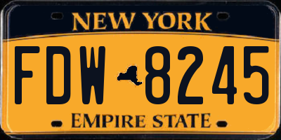NY license plate FDW8245