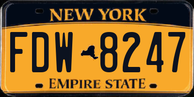 NY license plate FDW8247