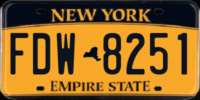 NY license plate FDW8251
