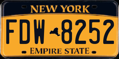 NY license plate FDW8252