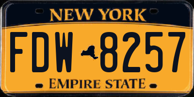 NY license plate FDW8257