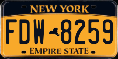 NY license plate FDW8259