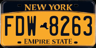 NY license plate FDW8263