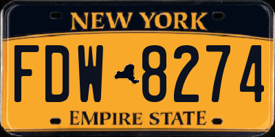 NY license plate FDW8274