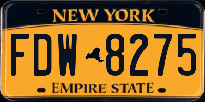NY license plate FDW8275