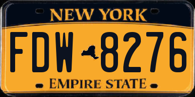 NY license plate FDW8276