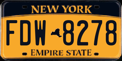 NY license plate FDW8278