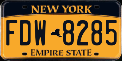 NY license plate FDW8285