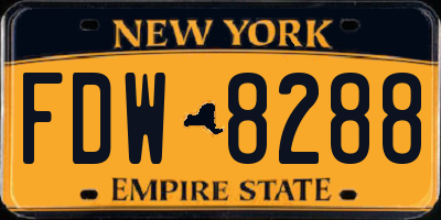 NY license plate FDW8288