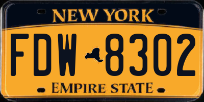 NY license plate FDW8302